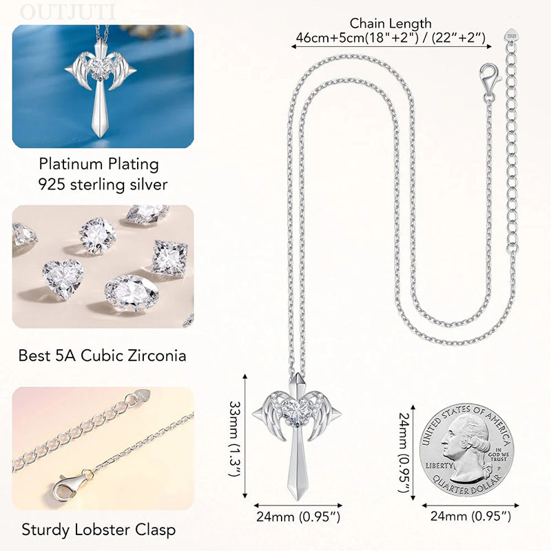 Angel Wings Cross Necklace Gift🔥(Limited time price reduction of 80%)