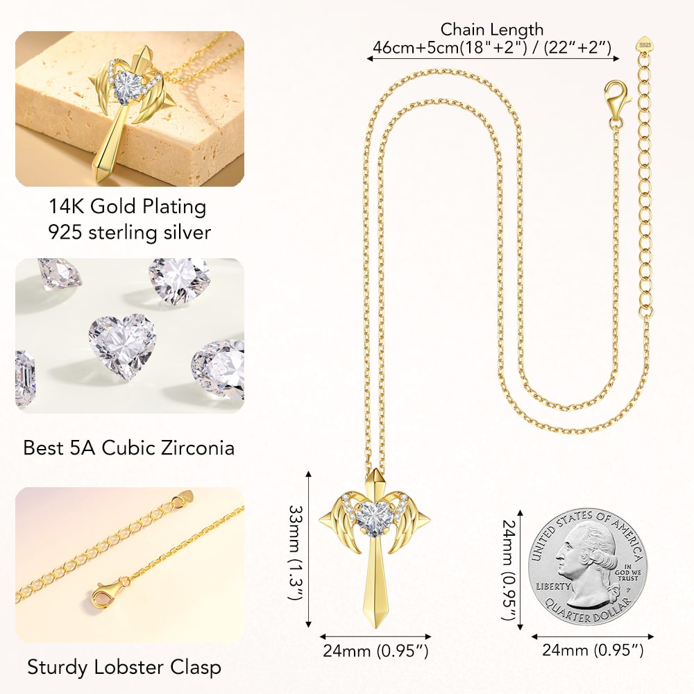 Angel Wings Cross Necklace Gift🔥(Limited time price reduction of 80%)