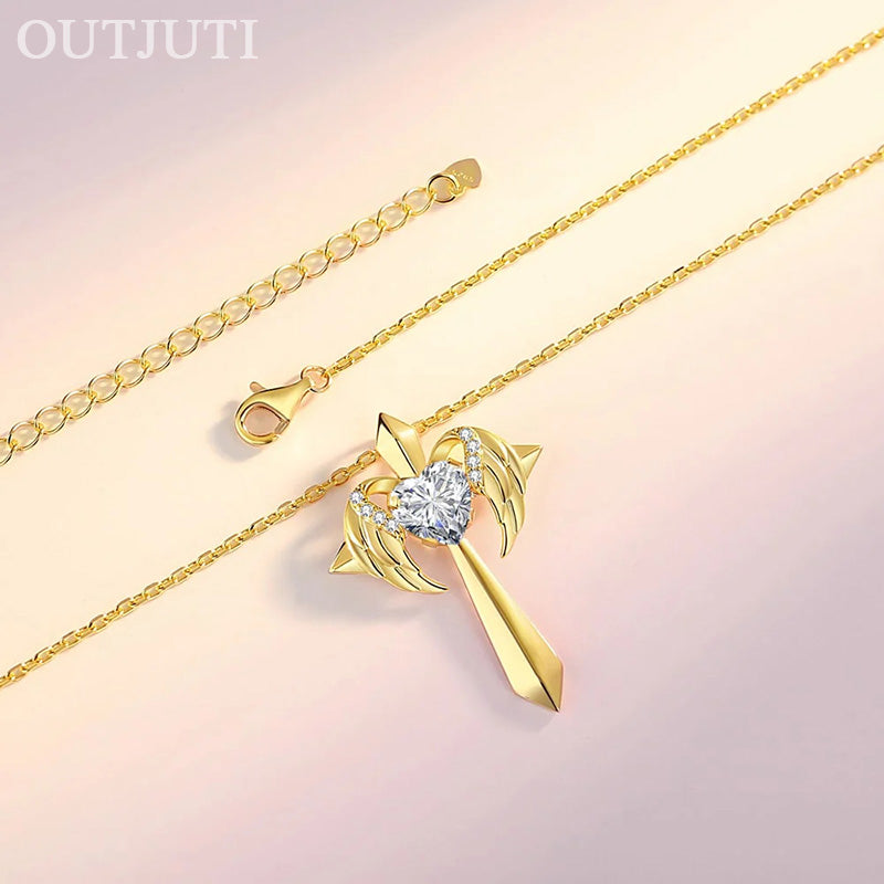 Angel Wings Cross Necklace Gift🔥（Limited time price reduction of 80%）