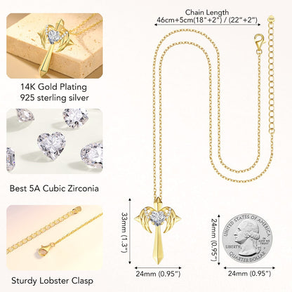 Angel Wings Cross Necklace Gift🔥（Limited time price reduction of 80%）